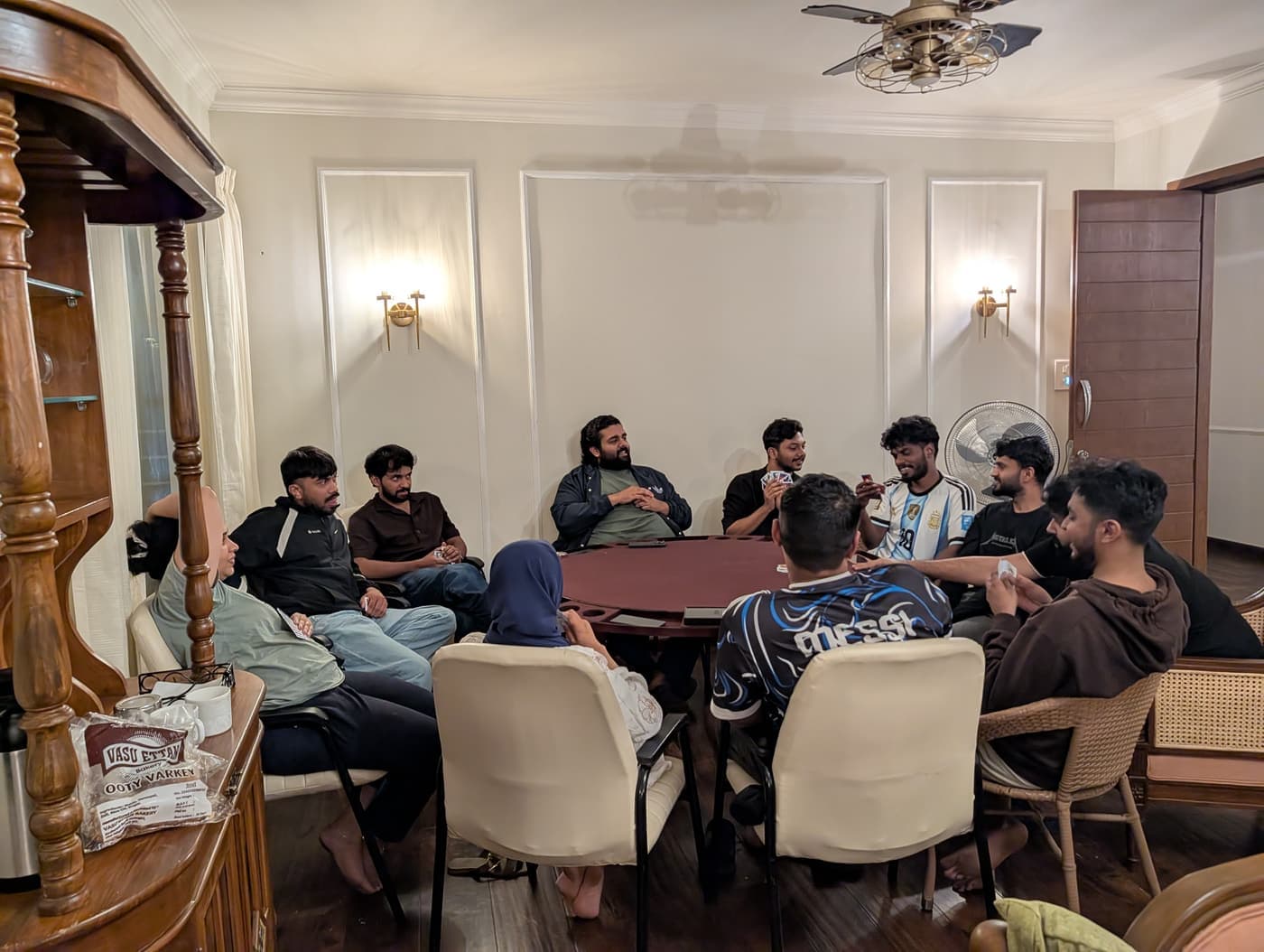 The team around a table that evening